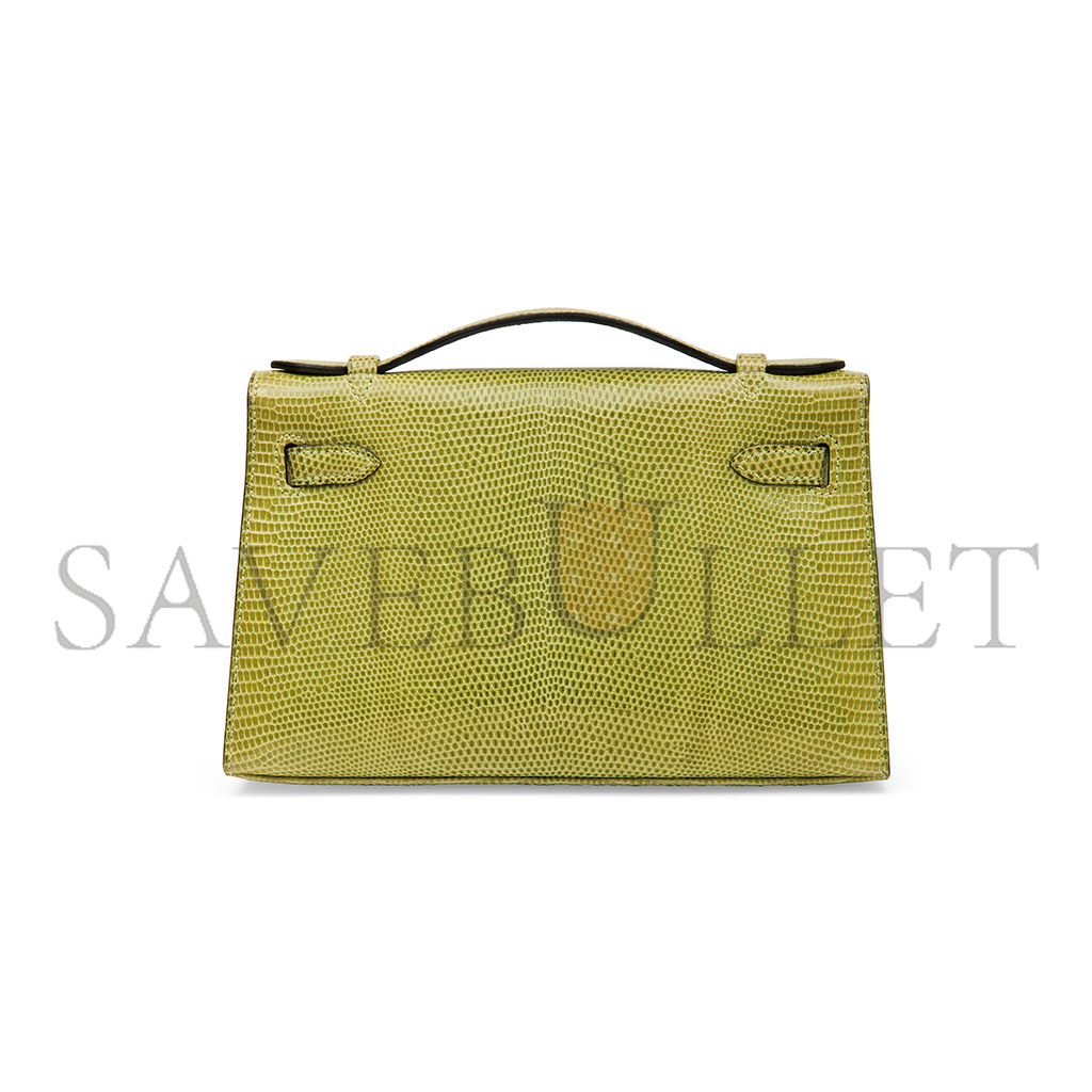 H**mes master a vert anis lizard kelly pochette bag (22*14*7cm)